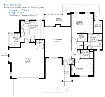 The preakness breakfast nook fireplace floor plan