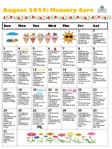 Memory Care Calendar: August 2025
