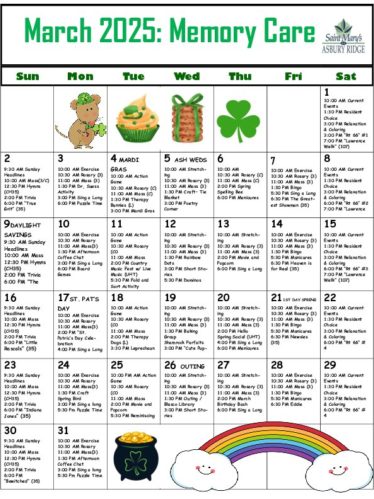 Memory Care Calendar: March 2025