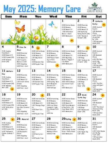 Memory Care Calendar: May 2025