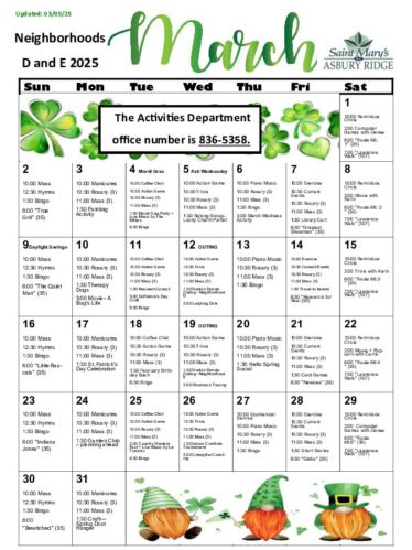 Skilled Nursing Calendar: March 2025